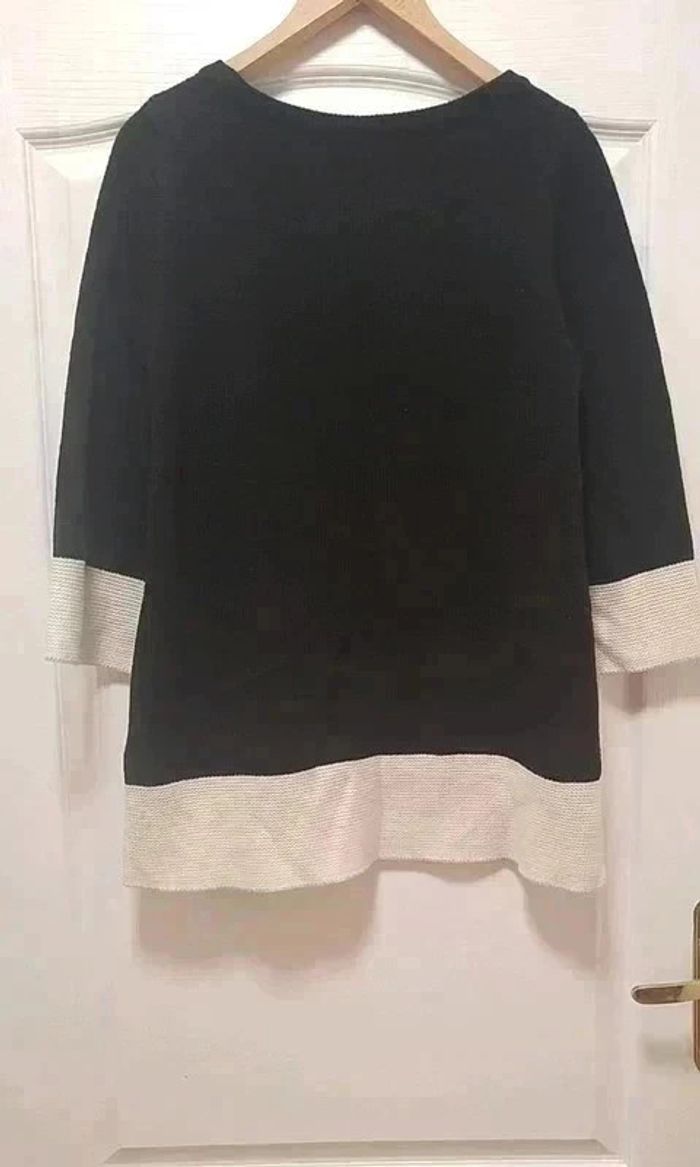 Pull manches 3/4 bicolore noir et blanc H&M M - photo numéro 2
