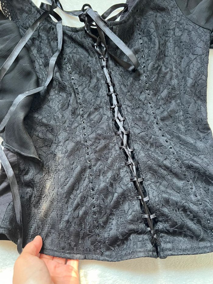 Top vintage lacets bustier 🦇 Goth Whimsigoth Witchy - Taille M/L - photo numéro 5