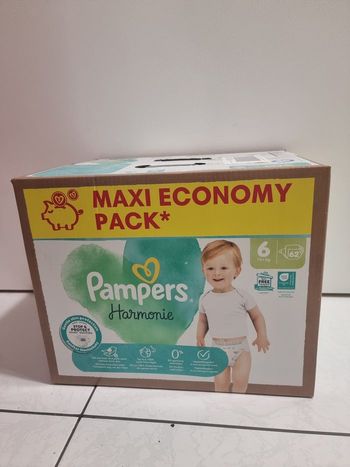 62 Couches taille 6 pampers harmonie