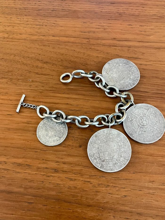 Bracelet avec pièces de collection tout en argent ancien - photo numéro 8