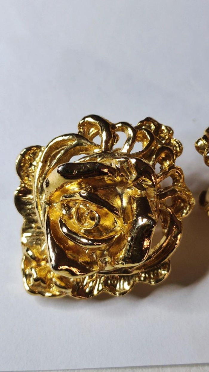 Clips d'oreilles vintage rose dorée - photo numéro 2