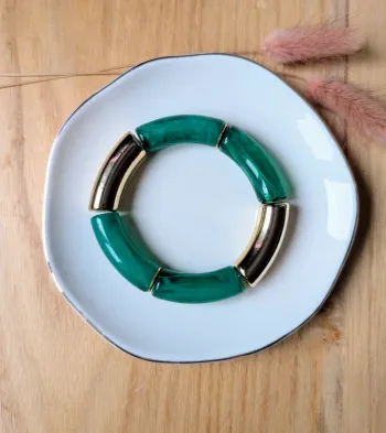 Bracelet tube vert doré