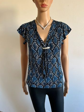 Blouse bleue imprimée à manches courtes Morgan taille XS jamais portée