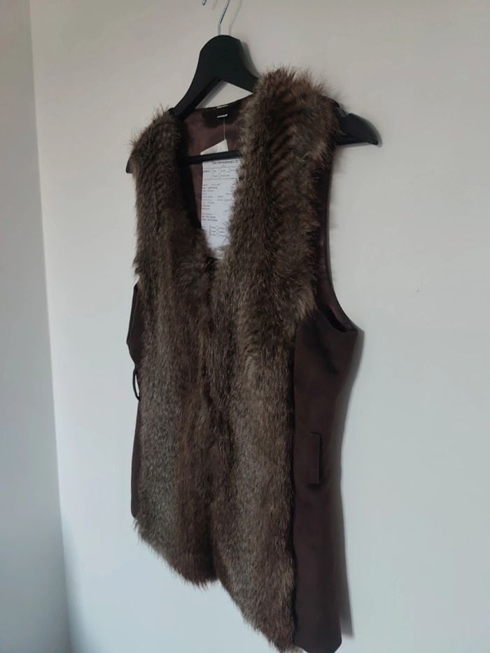 Gilet sans manche en fausse fourrure marron 38 - photo numéro 5