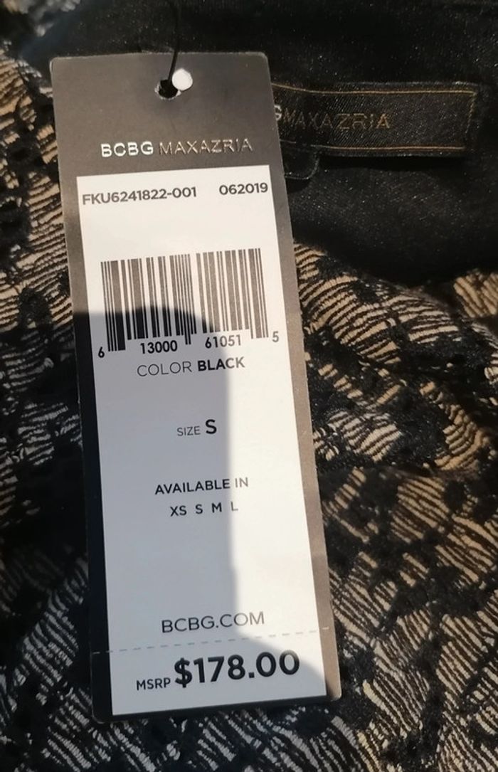 Robe courte chic pour soirée / réveillon noir beige Taille S Bcbg MaxAzria - photo numéro 12