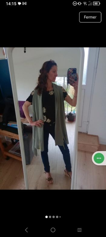 Gilet long femme TU type pancho sans manches c86