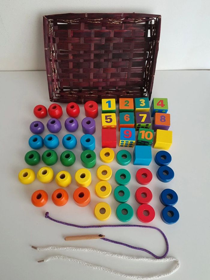 Panier chiffres et perles jumbo en bois - photo numéro 2