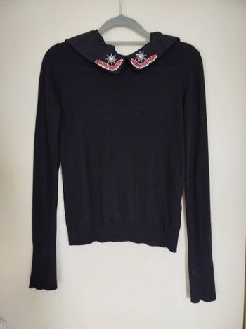 Pull noir avec très beau col taille S Zara