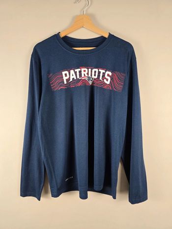 T-shirt NFL Nike Dri-Fit Patriots manches longues L bleu sport vintage