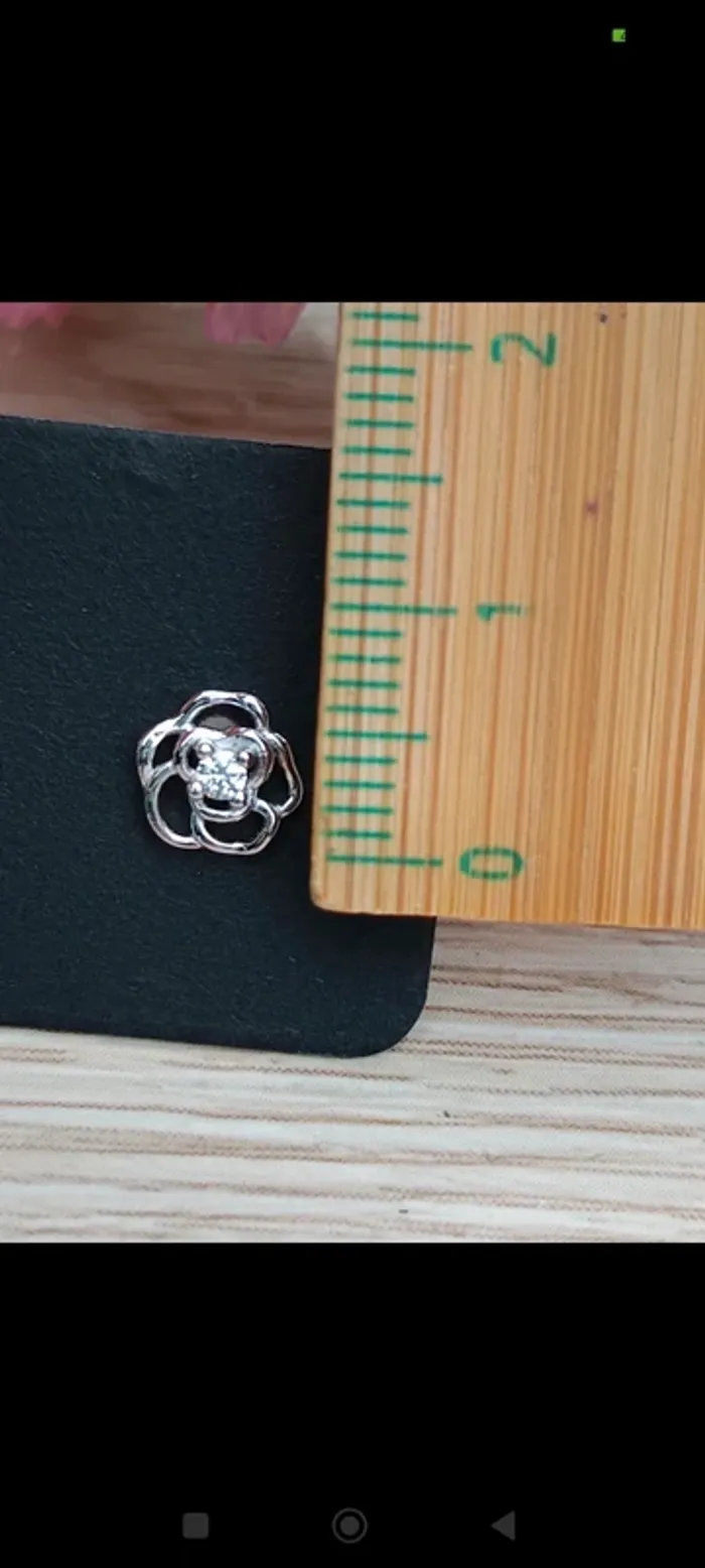 Boucles d'oreilles fleurs rose argent 925 - photo numéro 3