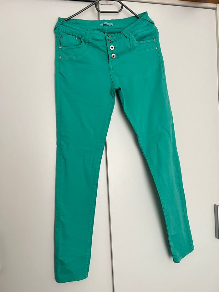 Jean skinny vert d’eau Place du jour Vintage