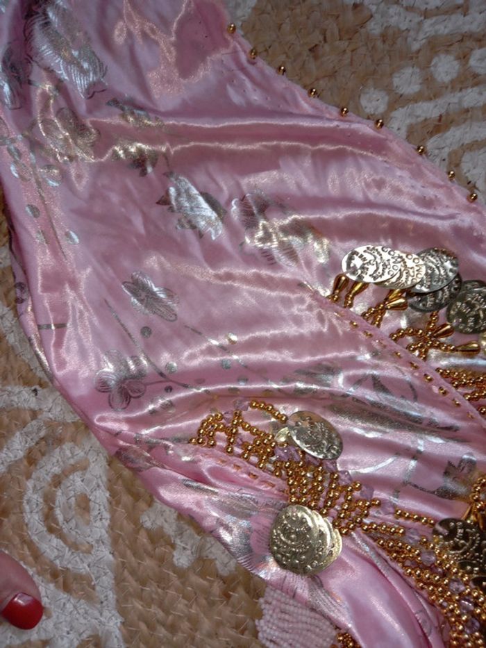 Foulard danse orientale rose clair luxe - photo numéro 3