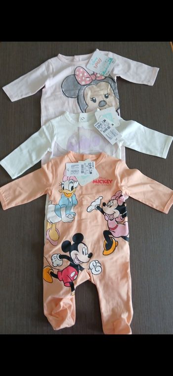 Lot 3 pyjamas fille en coton stitch,2 minnie disney 60 cm 3 mois