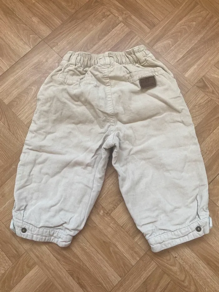 Pantalon cargo en velours côtelé beige vintage taille 24 mois Cyrillus - photo numéro 3