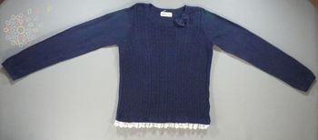 Pull tricot bleu marine nœud H&M 8 – 10 ans 140 cm fille