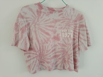 T-shirt rose et blanc taille XS 