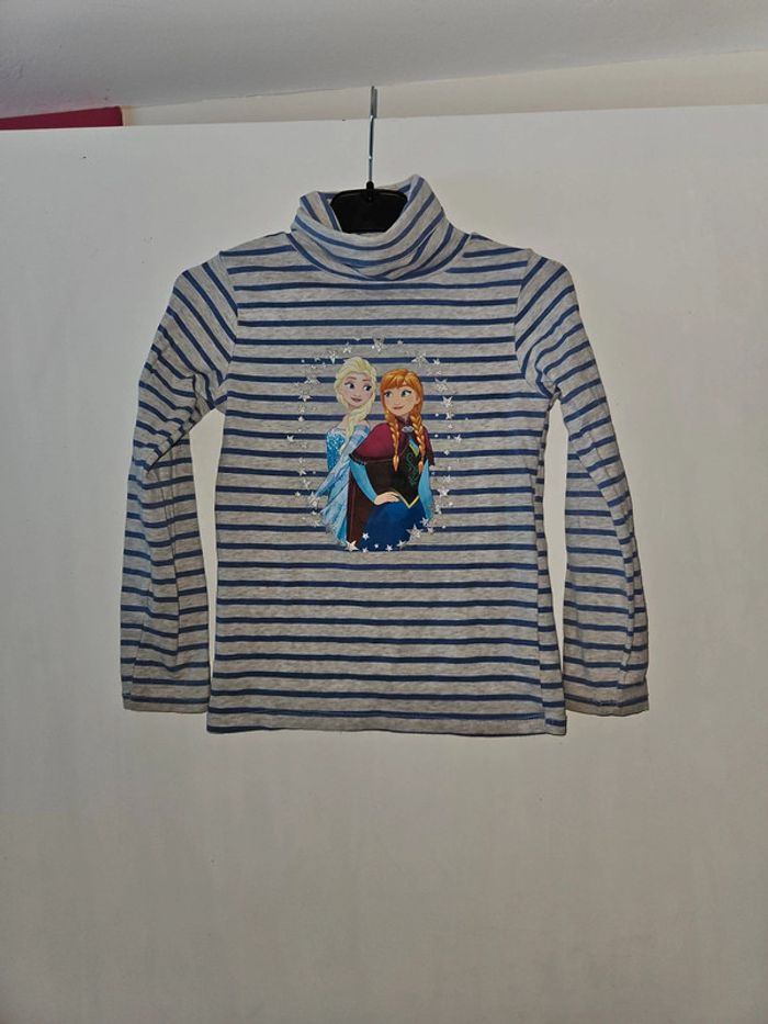 Tee-shirt manche longue col roule reine des neiges 5/6 ans