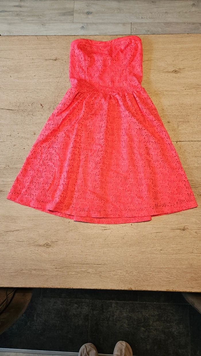 Robe bustier courte, en broderie, corail, My favorite Cache Cache, 34, nickel - photo numéro 2