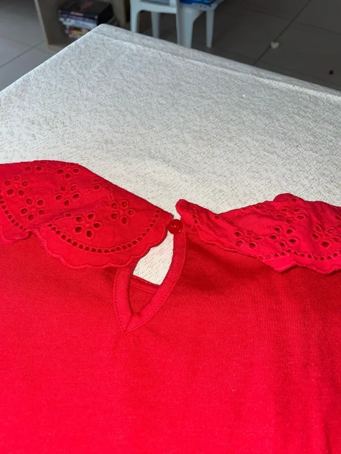 T-shirt col Claudine, dentelle, 10 ans, neuf - photo numéro 6