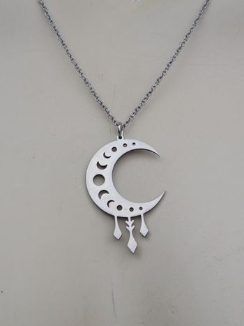 Collier en acier inoxydable argenté lune 🌛