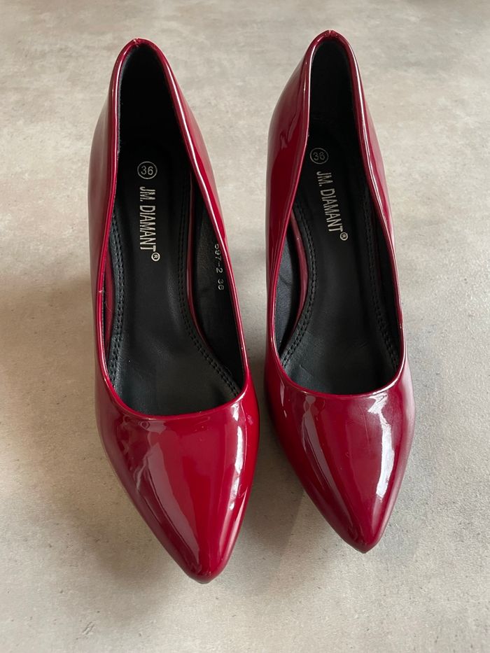 Escarpins bordeaux vernis - photo numéro 2