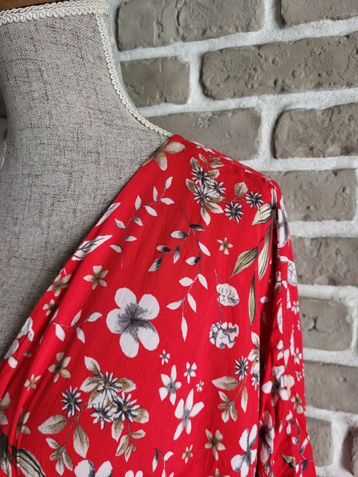 Belle robe Zara rouge à imprimé fleuri - Bohème Romantique - photo numéro 5