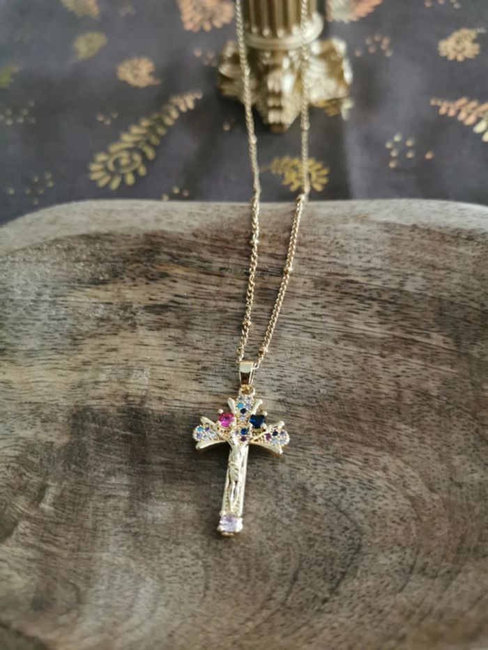 Collier et pendentif spirituel croix chrétienne christ