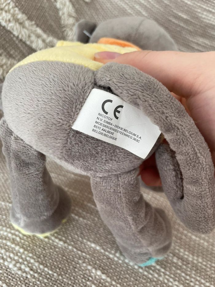 Peluche doudou 28cm Nicotoy singe gris et jaune très bon état - photo numéro 4