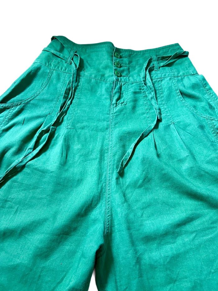 🌿Sarouel lin vert vintage taille 36/38 boho hippie ethnic festival green linen harem pants🌿 - photo numéro 11