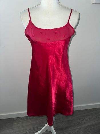 Nuisette rose fuchsia satin tulle et fleurs Etam Y2K T38 M