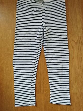 Legging long fille 6 ans rayé bleu marine/blanc