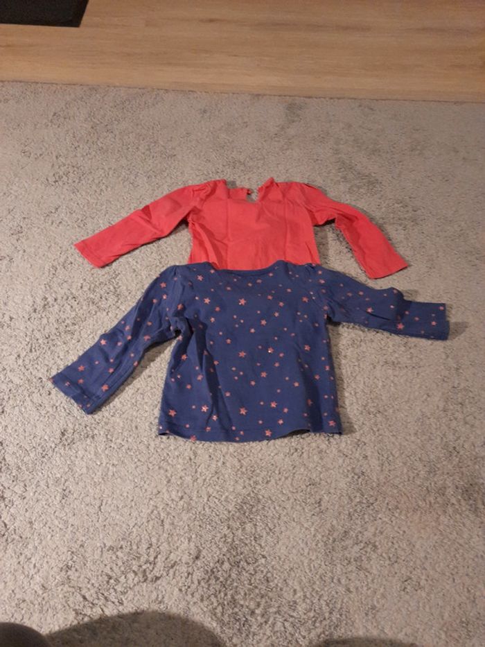 Lot de 2 tee shirt manches longues 12 mois - photo numéro 3