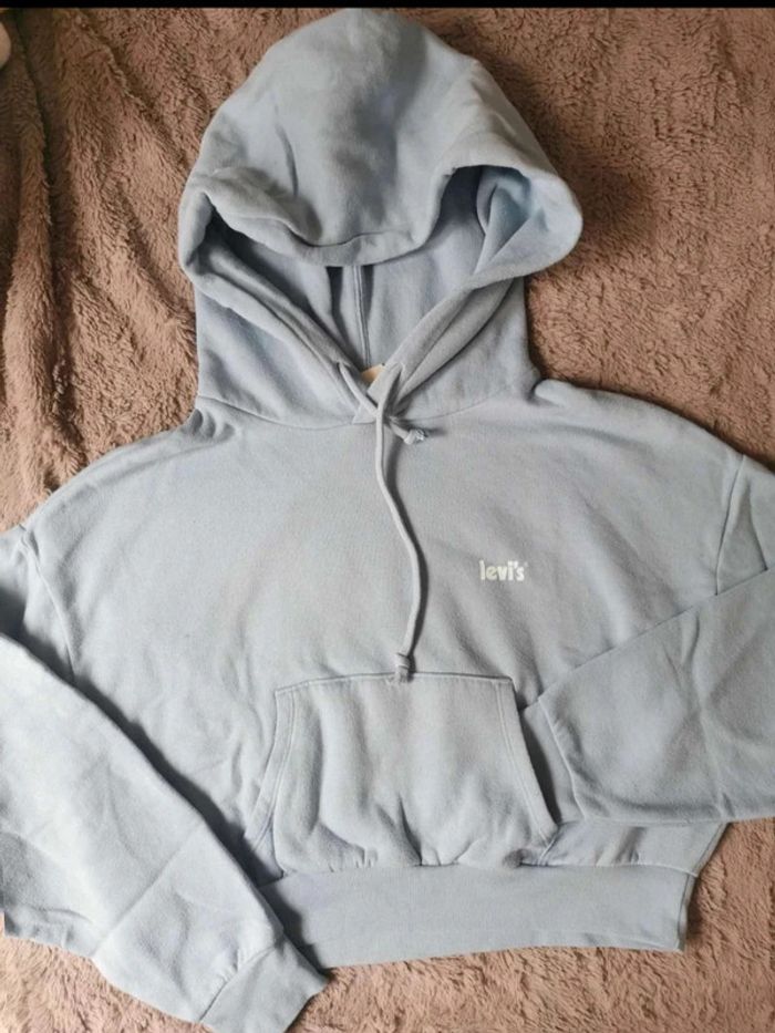 Sweat à capuche bleu Levi's T. M - photo numéro 2