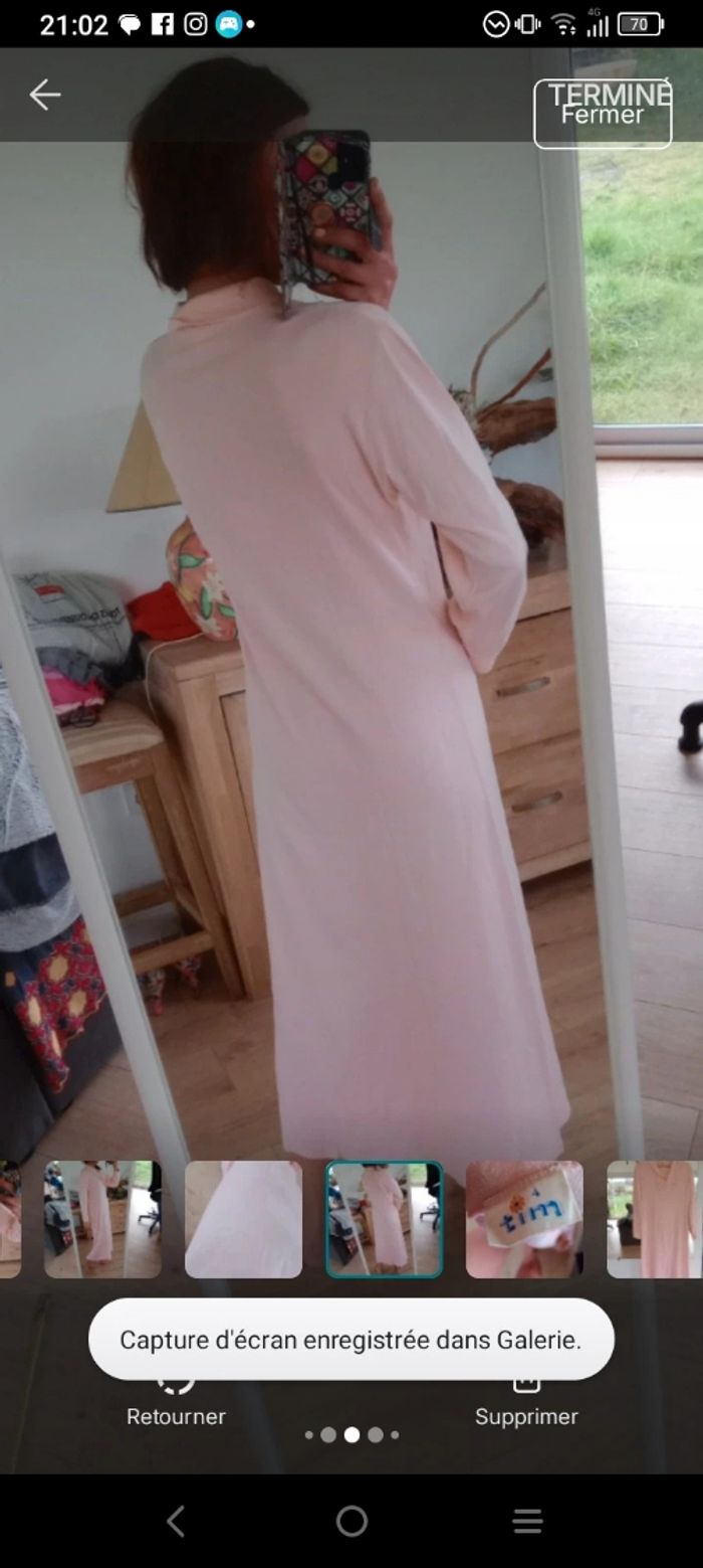 Robe de nuit longue xl vintage rose poudré c79 - photo numéro 5