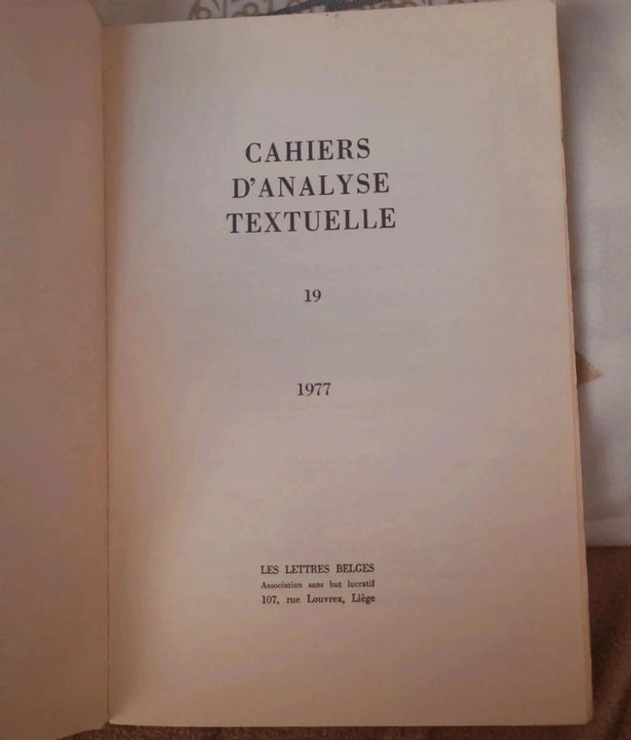 Cahier d'analyse textuelle numéro 19 - photo numéro 3