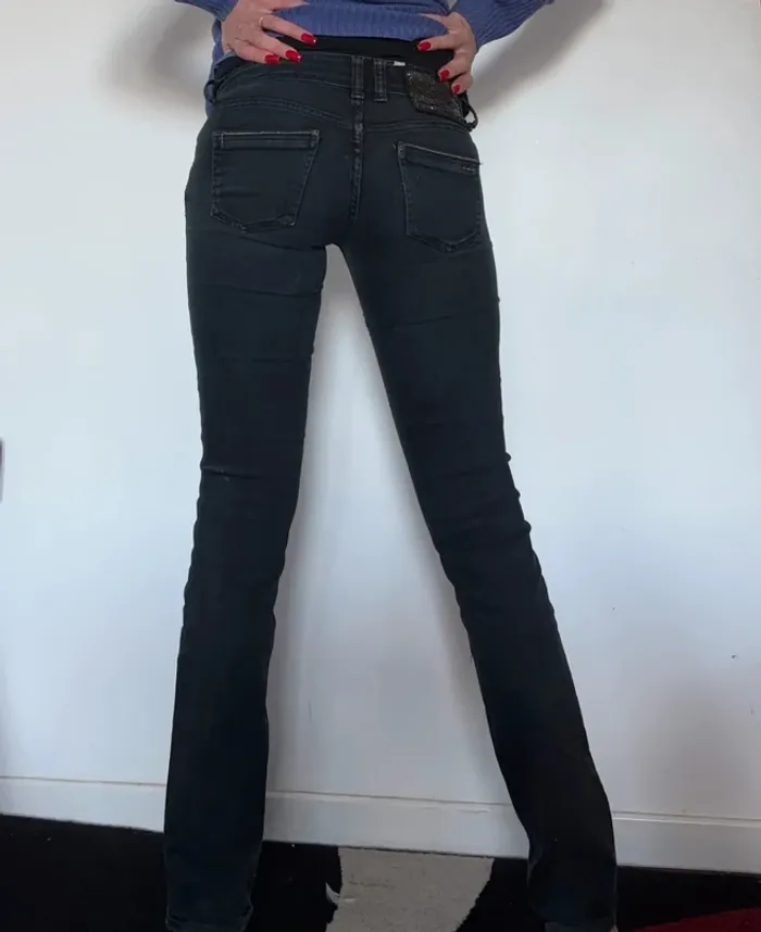 💕 Jean slim noir effet délavé taille 25 (34-36) #LTC #letempsdescerises - photo numéro 6