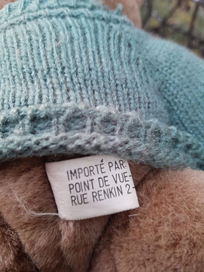 🧸 Ourson brun en peluche articulé avec nœud et pull en tricot, vintage - 25 centimètres - photo numéro 3