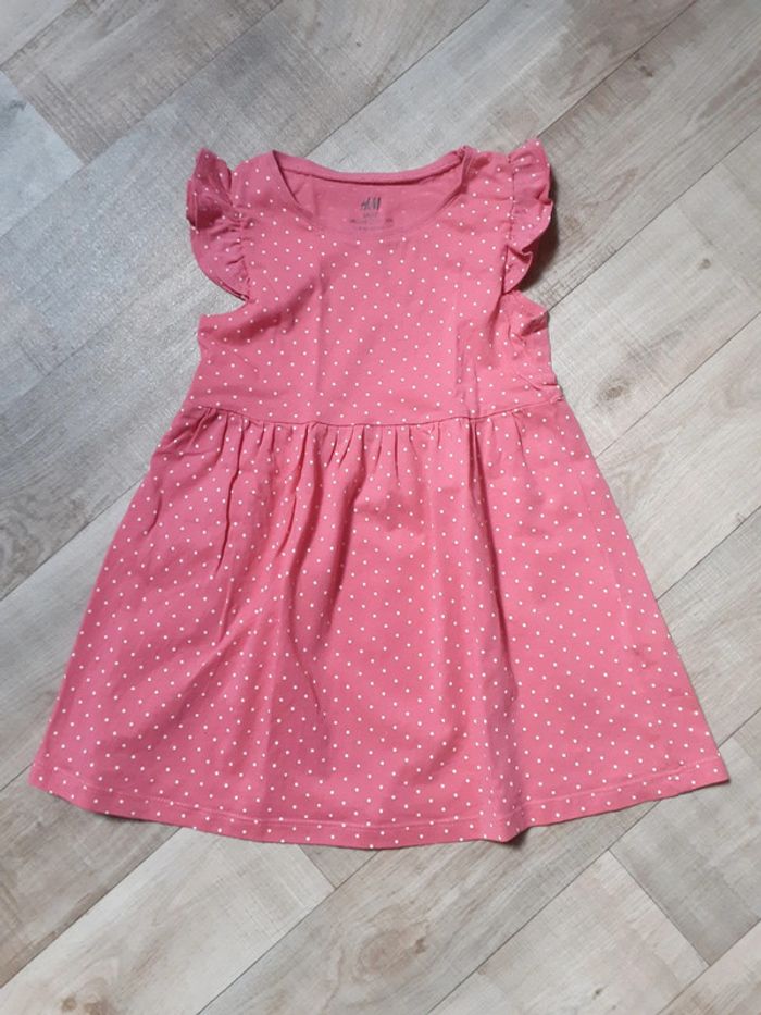 Robe fille rose a pois blancs 2 ans neuve