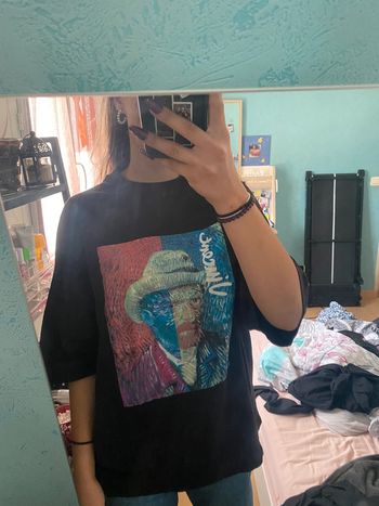 t-shirt over size noir dessin Vangogh