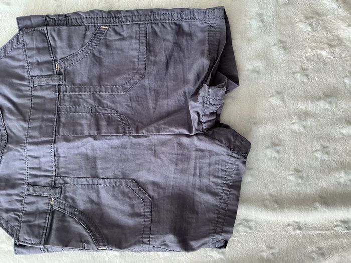 salopette short bleu pressions entre les jambes 12 mois kiabi - photo numéro 5