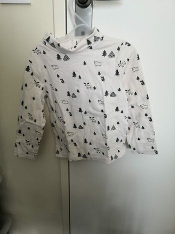 Sous-pull à col montant à motif (Beige, animaux, chalets & sapins) 18 mois (86 cm) Kiabi