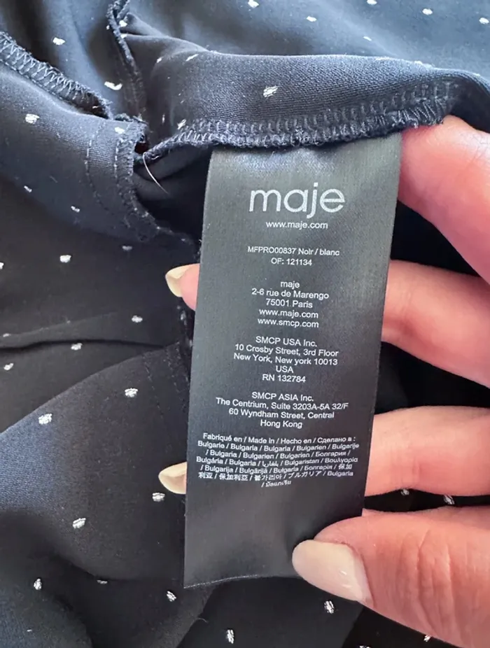 Robe Maje noire à pois blancs col contrasté T38 - photo numéro 4