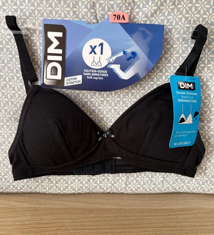 Soutien-Gorge Sans Armatures Noir "Coton Stretch" 70A - photo numéro 2