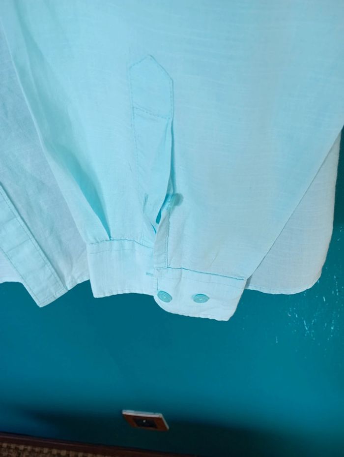Chemise homme coton turquoise clair - photo numéro 3