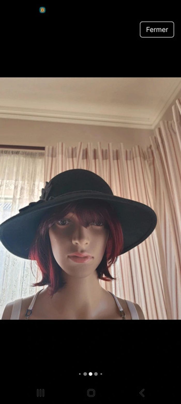 Chapeau femme noir en 100% laine 56cm - photo numéro 8