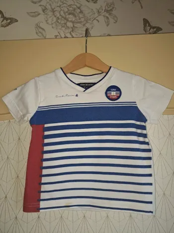 CADEAU pr tte cde à la dde T-shirt garçon terre de marins 2 ans 1 tâche en bas