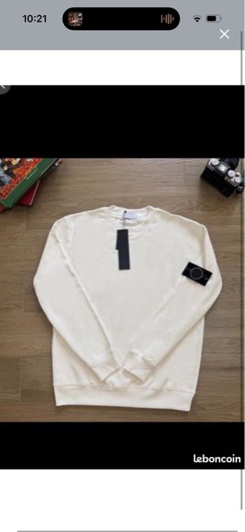 Pull stone island blanc 