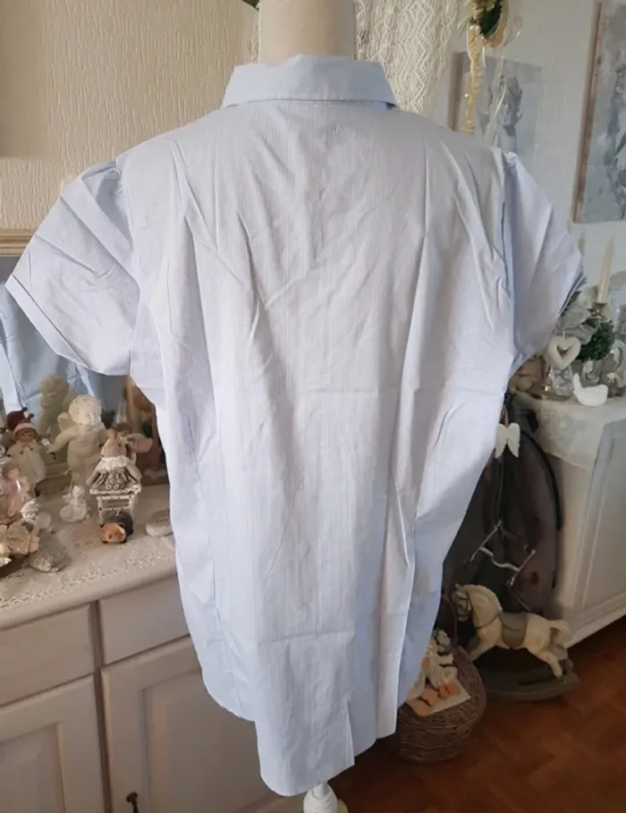 Chemise rayée bleu ciel/blanc Kiabi T 48 Neuve - photo numéro 2