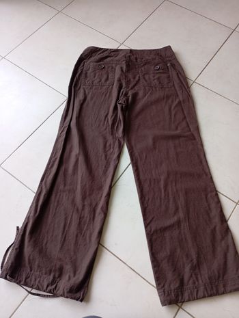 Pantalon marron femme taille 44 en lin 