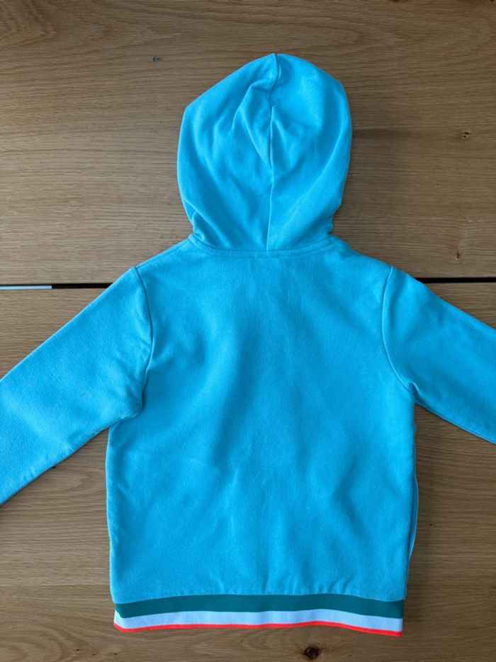 Veste à capuche/hoodie bleu clair zippé bas orange fluo - Taille 6 Ans - photo numéro 9
